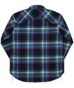 Shirts&Overshirts Benzak - BWS-01 WORK SHIRT 8 Oz. Blue & Green Check Flannel