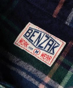Shirts&Overshirts Benzak - BWS-01 WORK SHIRT 8 Oz. Blue & Green Check Flannel