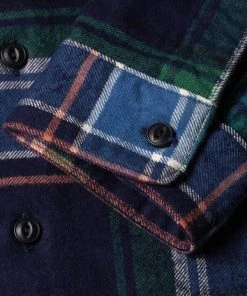 Shirts&Overshirts Benzak - BWS-01 WORK SHIRT 8 Oz. Blue & Green Check Flannel