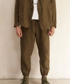 New Workhouse England - Linen Cargo Trousers In Washed Khaki