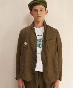 Workhouse England - Calab Pocket Linen Jacket In Washed Khaki New
