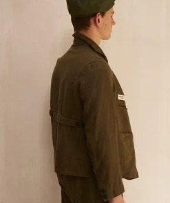 Workhouse England - Calab Pocket Linen Jacket In Washed Khaki New