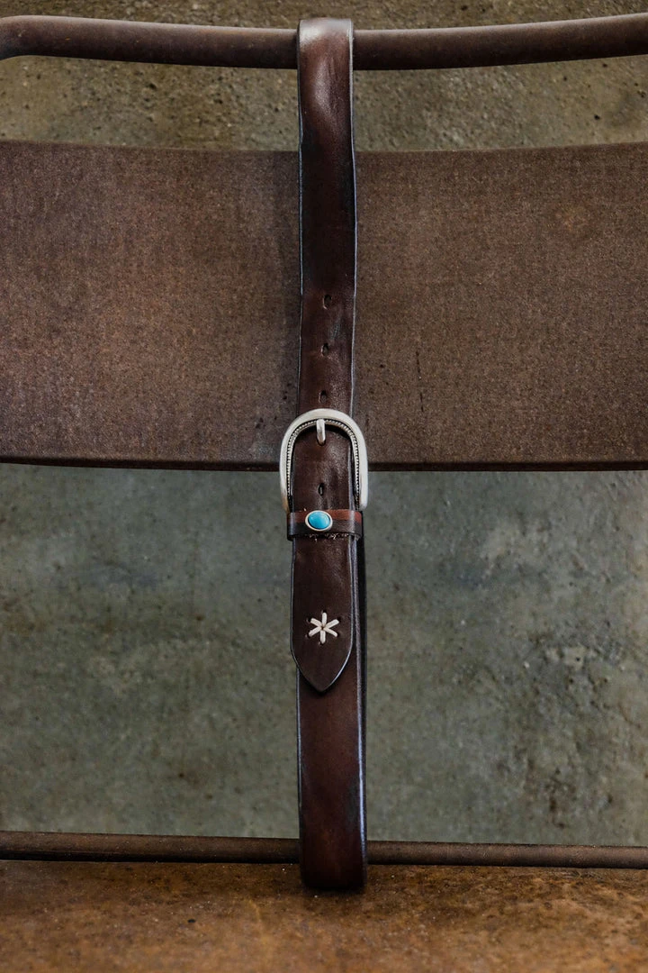 Accessories Alberto Luti - Essential Turquoise Leather Belt In Dark Brown 6 Accessories Alberto Luti - Essential Turquoise Leather Belt In Dark Brown