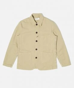 Universal Works Bakers Jacket In Sand Canvas