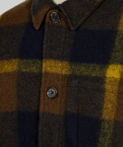 Outerwear&jackets Universal Works - Field Jacket In Navy/Yellow Large Plaid Fleece