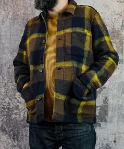 Outerwear&jackets Universal Works - Field Jacket In Navy/Yellow Large Plaid Fleece