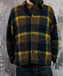 Outerwear&jackets Universal Works - Field Jacket In Navy/Yellow Large Plaid Fleece