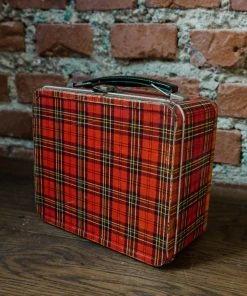 The Rugged Society Antiques&Collectibles 1950's Aladdin Red Plaid Lunch Box With Thermos