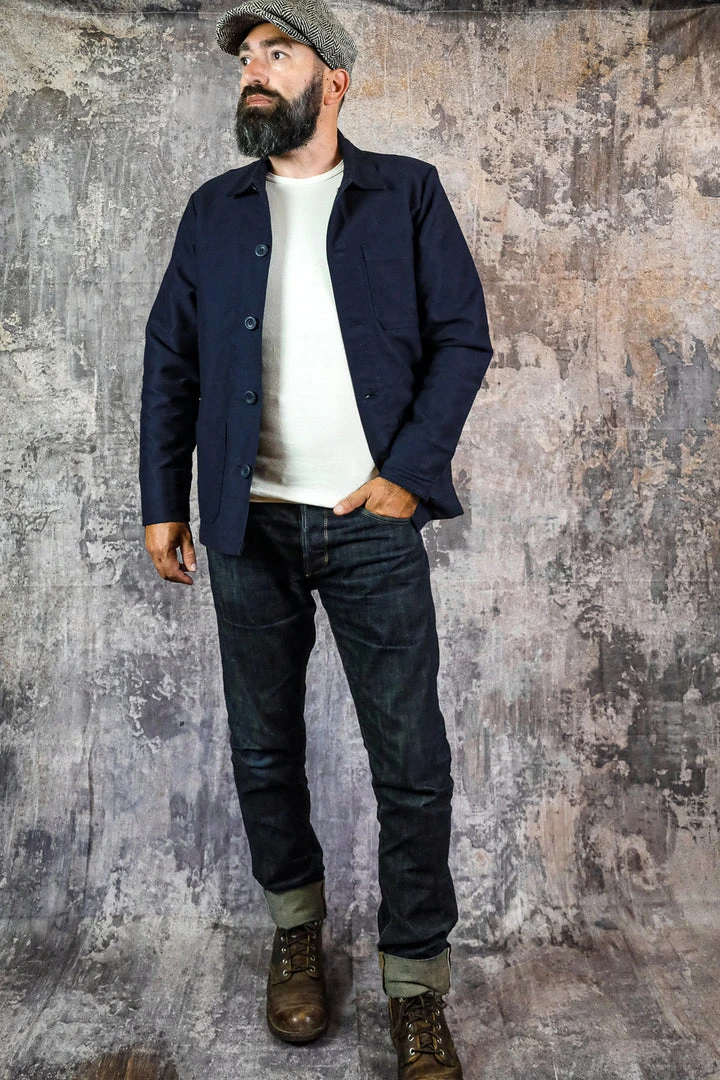 Bleu Blaton - Moleskin Worker Jacket In Blue Mechanic 5 Bleu Blaton - Moleskin Worker Jacket In Blue Mechanic