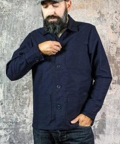 Bleu Blaton - Moleskin Worker Jacket In Blue Mechanic