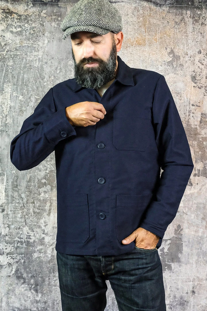 Bleu Blaton - Moleskin Worker Jacket In Blue Mechanic 4 Bleu Blaton - Moleskin Worker Jacket In Blue Mechanic