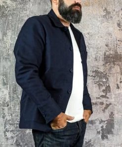 Bleu Blaton - Moleskin Worker Jacket In Blue Mechanic