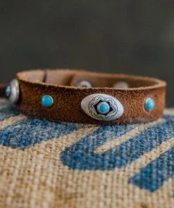 Alberto Luti - Turquoise Bracelet In Suede Tobacco Leather Accessories