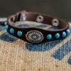 Accessories Alberto Luti - Turquoise Bracelet In Dark Brown Leather