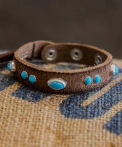 Alberto Luti - Turquoise Dots Bracelet In Suede Leather Accessories