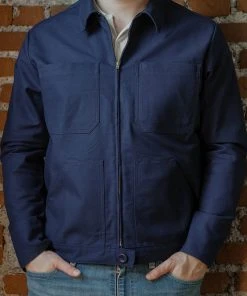 Bleu Blaton - Short Mechanic Worker Jacket In Navy