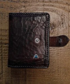 New Alberto Luti - Card Holder With Stud In Dark Brown Leather