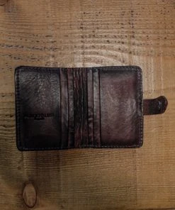 New Alberto Luti - Card Holder With Stud In Dark Brown Leather