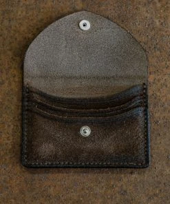 Alberto Luti - Card And Coins Holder In Suede Dark Brown Leather