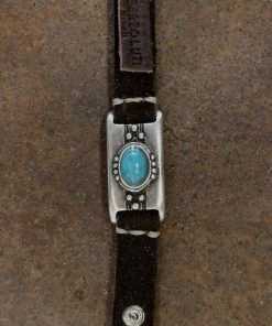 Alberto Luti - Turquoise Bracelet In Dark Brown Leather