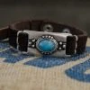 Alberto Luti - Turquoise Bracelet In Dark Brown Leather