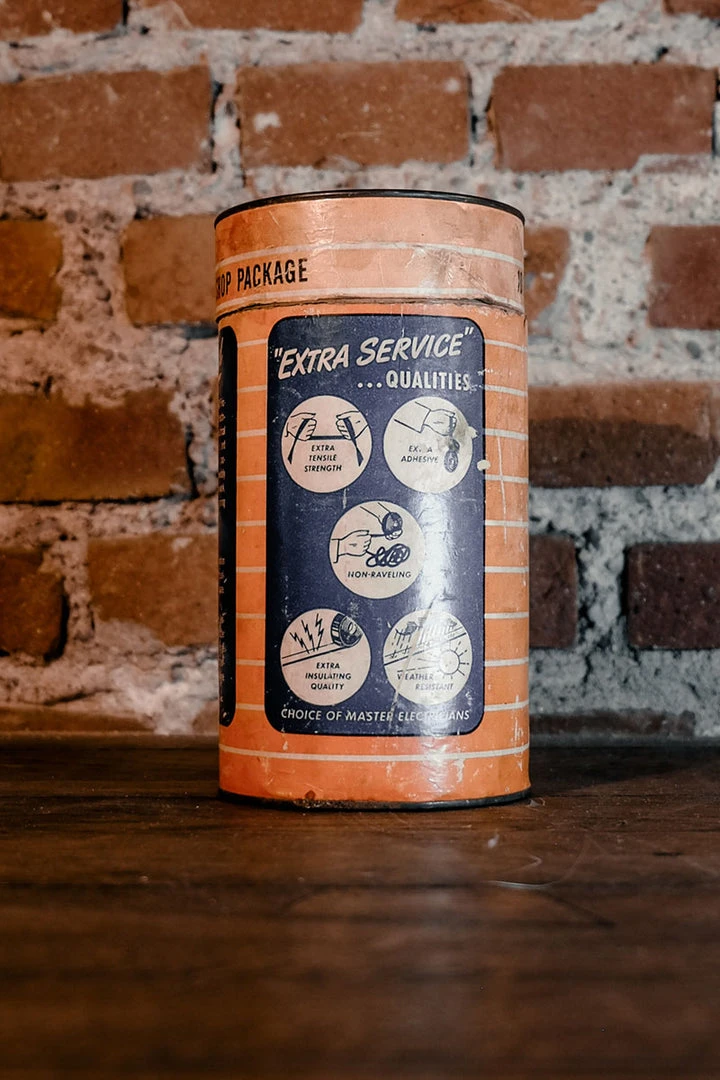 Antiques 1940's Dutch Brand Friction Tape Container - Jumbo Shop Package 5 Antiques 1940's Dutch Brand Friction Tape Container - Jumbo Shop Package