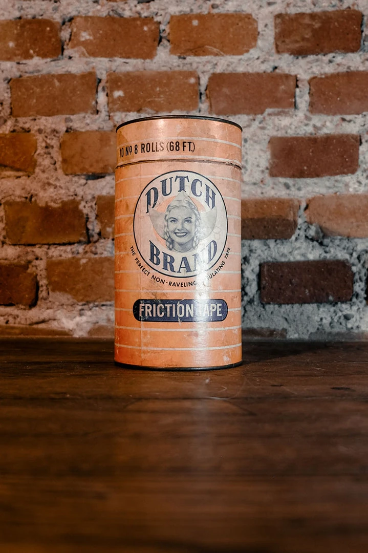 Antiques 1940's Dutch Brand Friction Tape Container - Jumbo Shop Package 7 Antiques 1940's Dutch Brand Friction Tape Container - Jumbo Shop Package