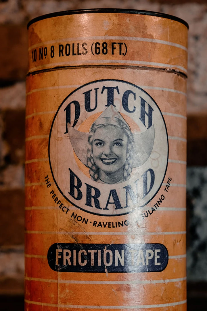 Antiques 1940's Dutch Brand Friction Tape Container - Jumbo Shop Package 3 Antiques 1940's Dutch Brand Friction Tape Container - Jumbo Shop Package
