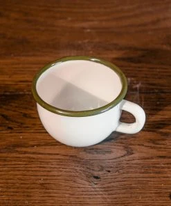 Antiques Vintage Enamel Espresso Cup Green Rim Antiques&Collectibles