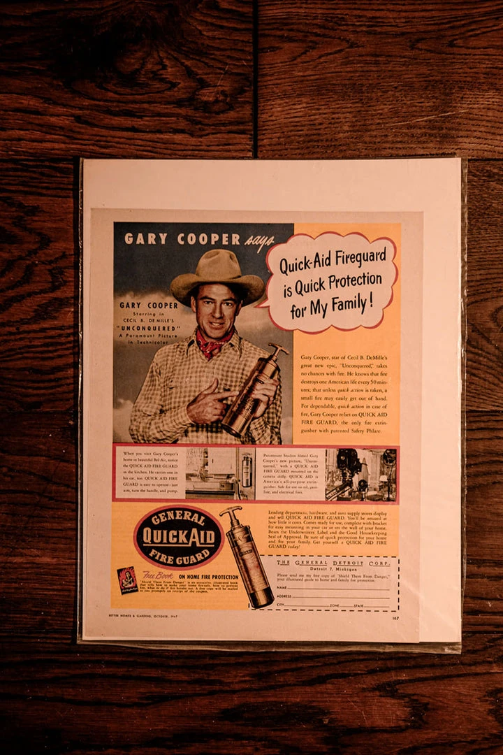Antiques Antiques&Collectibles 1947 Gary Cooper For Quick Aid Fireguard Vintage Magazine Advertising 5 Antiques Antiques&Collectibles 1947 Gary Cooper For Quick Aid Fireguard Vintage Magazine Advertising