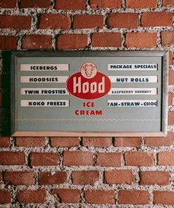 Antiques Antiques&Collectibles 1950's Hood Ice Cream Menu Board Advertising