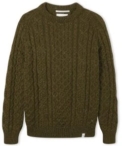 Knitwear Peregrine - Hudson Aran Jumper In Khaki