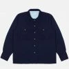 Universal Works - Treck Shirt In Indigo Herringbone Denim New
