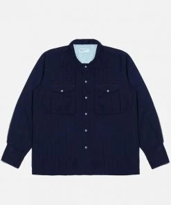 Universal Works - Treck Shirt In Indigo Herringbone Denim New