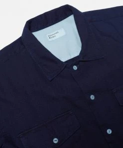 Universal Works - Treck Shirt In Indigo Herringbone Denim New