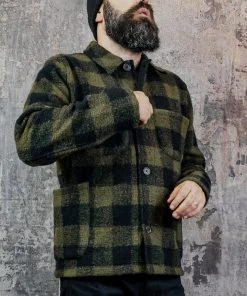 Universal Works - Lumber Jacket In Olive Checked Wool Fleece Outerwear&jackets