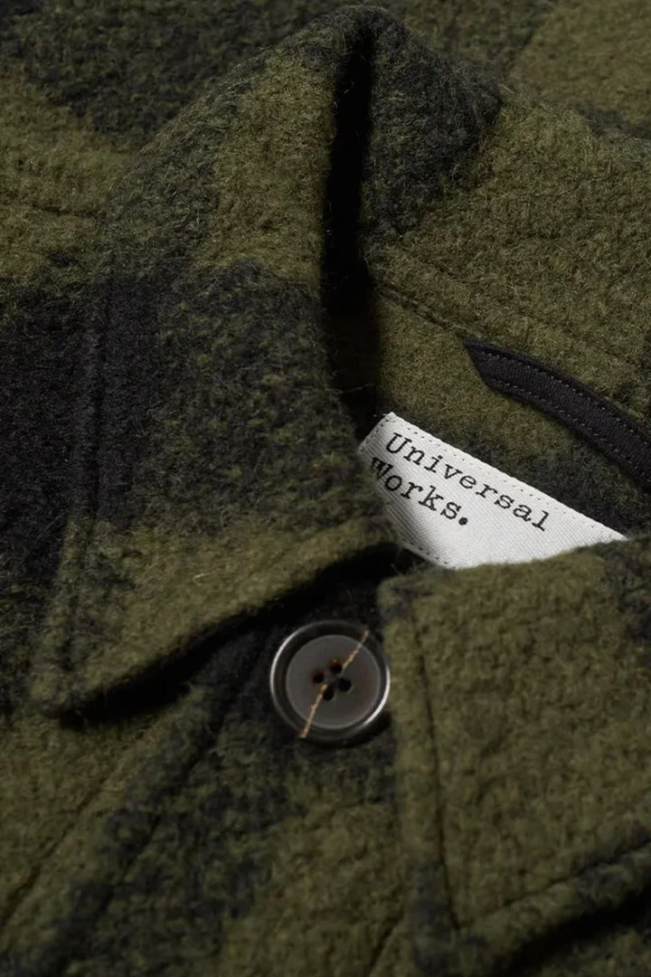 Universal Works - Lumber Jacket In Olive Checked Wool Fleece Outerwear&jackets 6 Universal Works - Lumber Jacket In Olive Checked Wool Fleece Outerwear&jackets