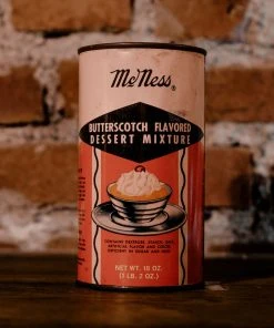 Antiques Vintage McNess Butterscotch Dessert Mixture, Freeport Illinois Est.1908
