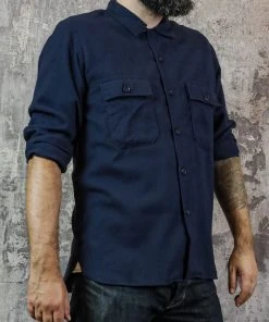 Shirts&Overshirts Universal Works - Worker Shirt In Navy Hudson Cotton
