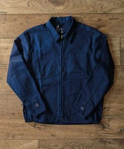 Bleu Blaton - Short Mechanic Worker Jacket In Navy