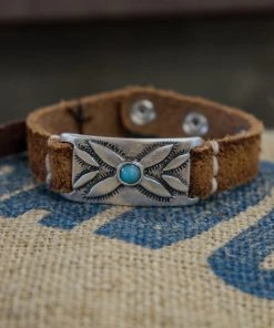 New Alberto Luti - Turquoise Bracelet In Vintage Suede Leather