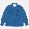 Universal Works - Treck Shirt In Washed Indigo Herringbone Denim New