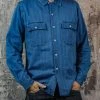 Shirts&Overshirts Universal Works - Worker Shirt In Washed Indigo Herringbone Denim