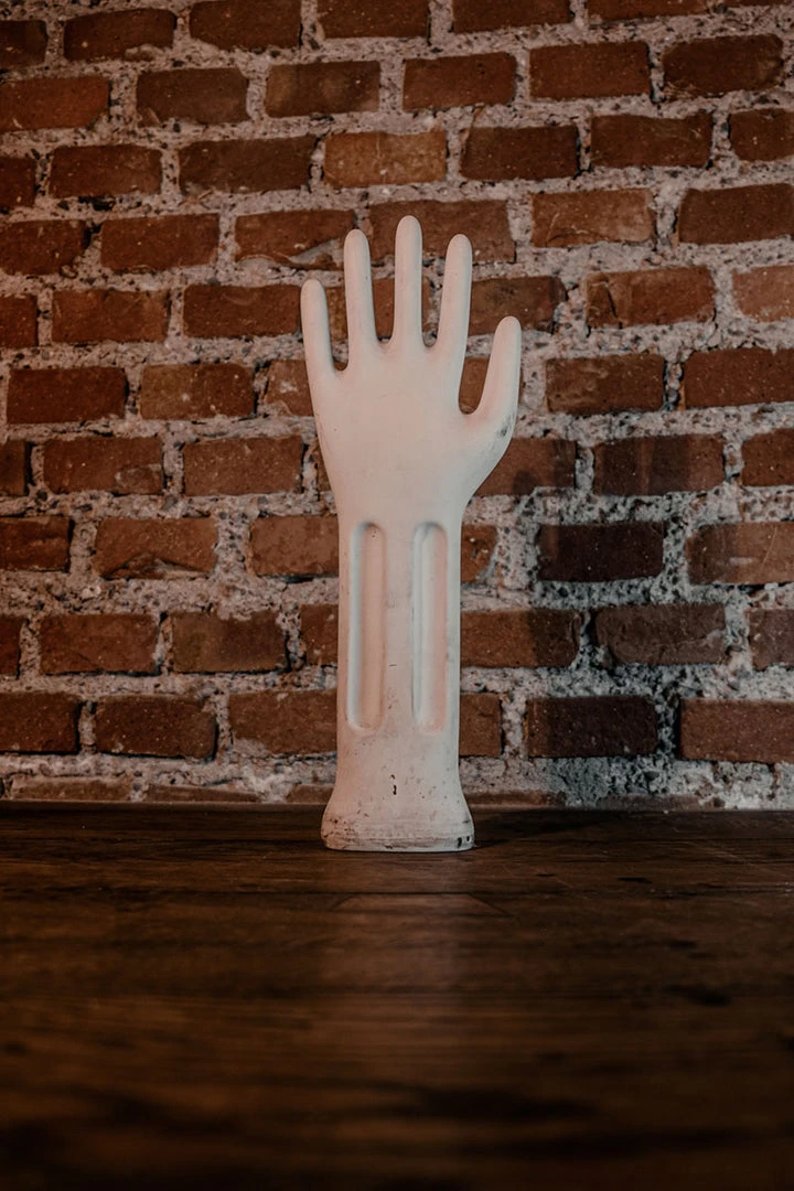 Antiques Industrial White Ceramic Hand / Glove Mold 4 Antiques Industrial White Ceramic Hand / Glove Mold