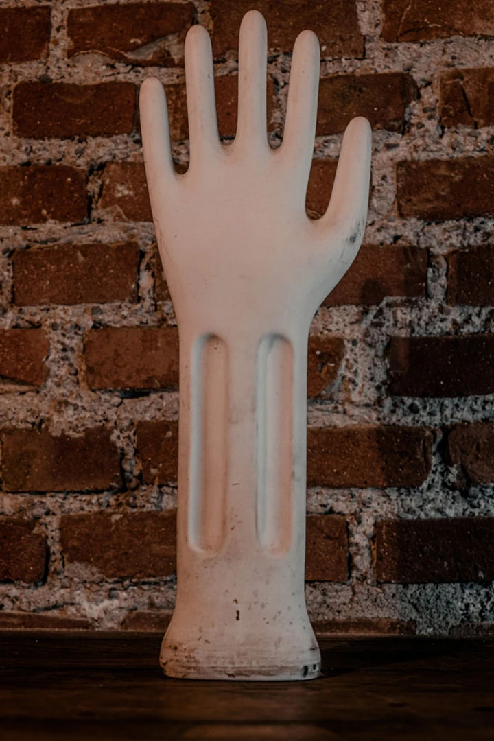 Antiques Industrial White Ceramic Hand / Glove Mold 3 Antiques Industrial White Ceramic Hand / Glove Mold